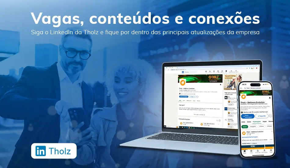 Perfil da Tholz no LinkedIn com conteúdos institucionais, inovação, tecnologia e soluções para piscinas.