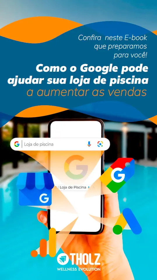 Capa do eBook “Como o Google pode ajudar sua loja de piscina a vender mais”.