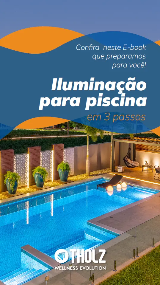 Capa do eBook “Iluminação de Piscina em 3 Passos Simples – Tholz”.
