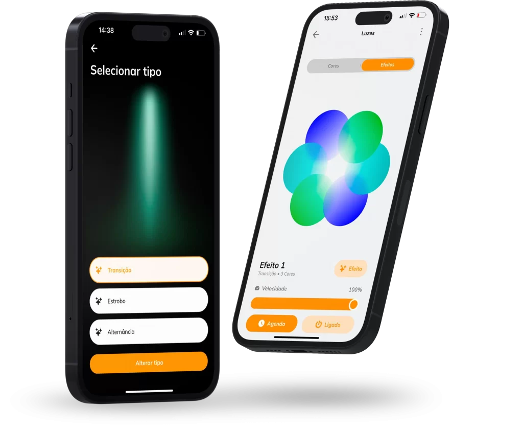 Iluminação inteligente RGB para piscina Tholz com controle por aplicativo e efeitos de luz personalizáveis.
