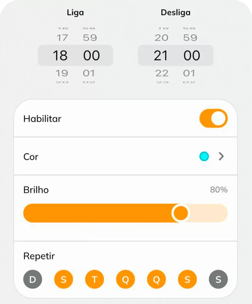 Iluminação inteligente RGBW para piscina Tholz com controle por aplicativo e função de agenda para automação dos horários.