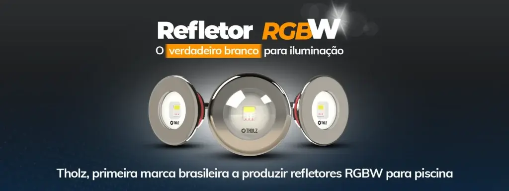 Imagem ilustrando a iluminação de piscina, com produtos Tholz.
