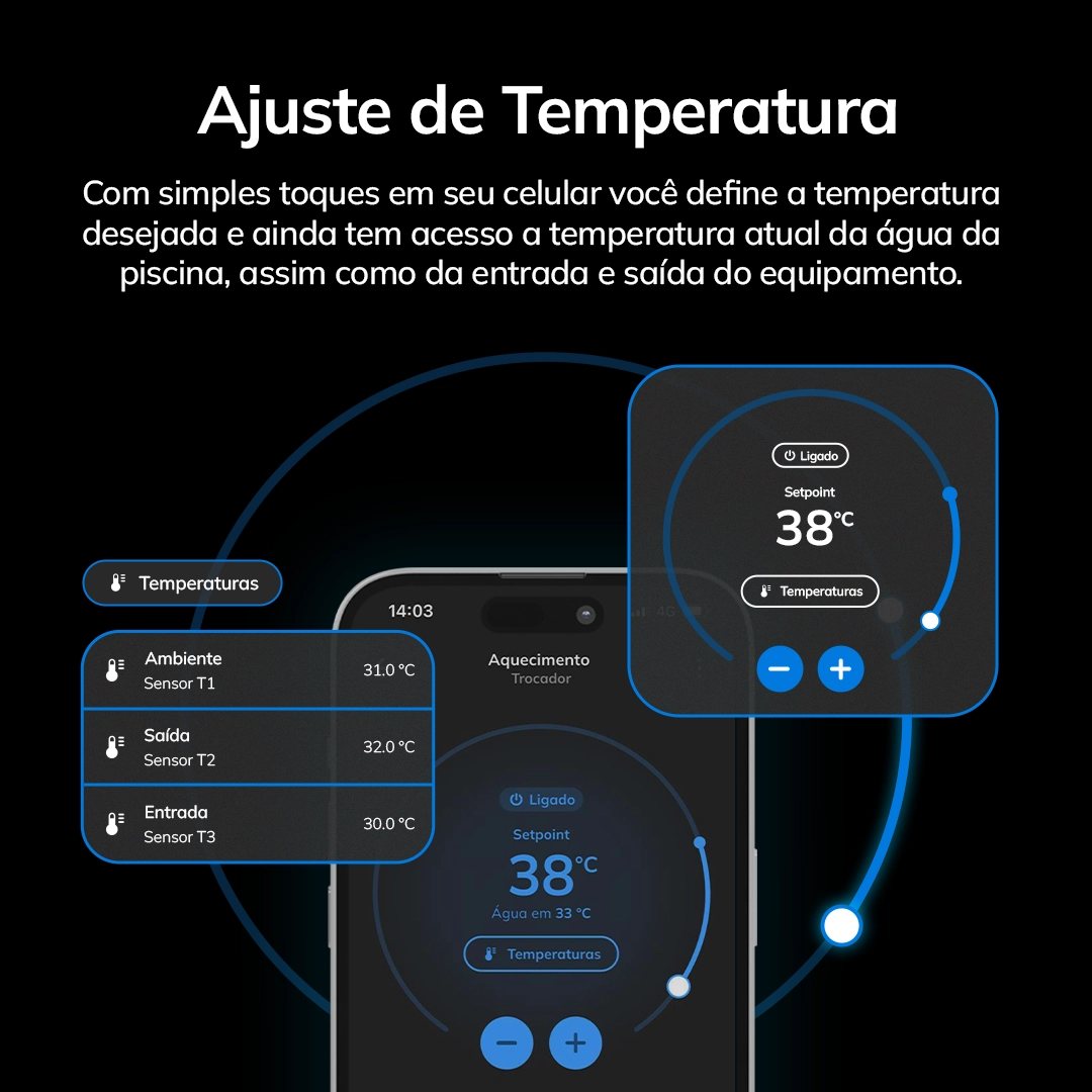 Ajuste de temperatura do trocador de calor Tholz para aquecimento preciso da piscina.
